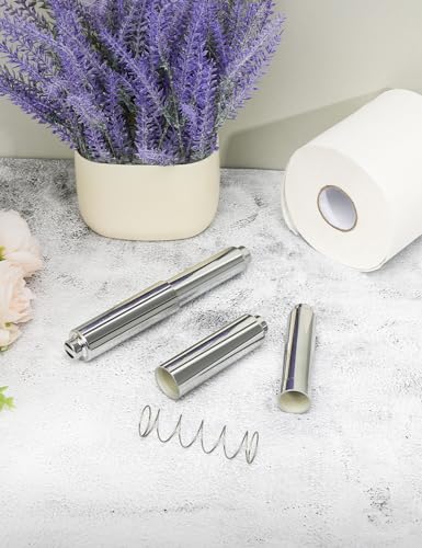 Toilet Paper Holder Roller Replacement, 2Pcs 6.5inch Plastic Toilet Paper Spring Rod Toilet Tissue Holder Replacement Spindle Replacement Rod fits Extra Large Bathroom Tissue Rolls (Silver) - color: Silver+0.59in