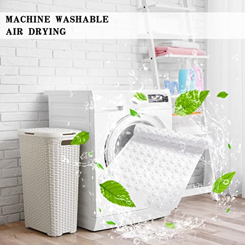 Bathtub and Shower Mats, Extra Long Non-Slip Bath Tub Mat 39 x 16 Inch, Machine Washable Bathmat with Suction Cups & Drain Holes for Bathroom Floor, White - color: White