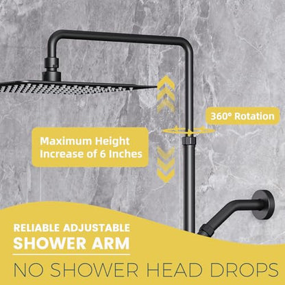 10 Inch Metal Rain Shower Heads with Handheld Spray Combo, Dual Shower Head with Adjustable Slide Bar and Stainless Steel Hose, Height Adjustable, Matte Black - color: Matte Black