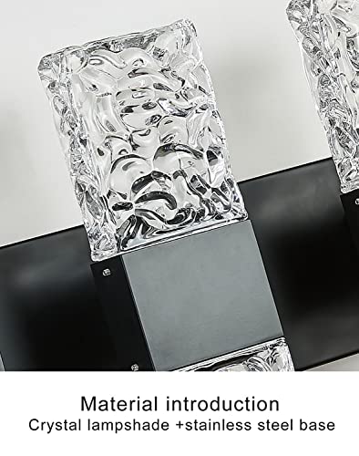 Black Bathroom Light Fixtures Crystal Bathroom Vanity 4 Light Over Mirror Modern LED Wall Light ，6000K Cool Light，40 Watts - color: Black, size: 4 lights