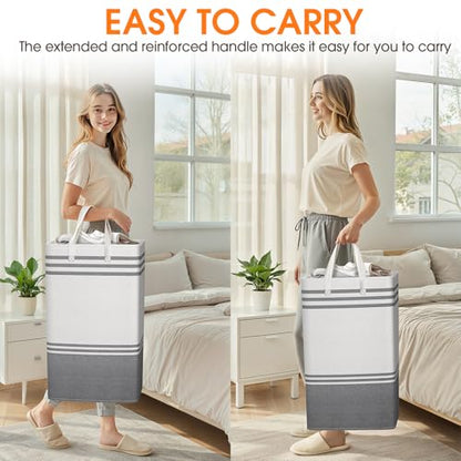 3 Pack Large Laundry Baskets, Laundry Hampers, Freestanding Waterproof Collapsible Clothes Bag with Extended & Reinforced Handles - Clothes Basket for Dorm, Bathroom, Home (88L) - size: 3 x 88L