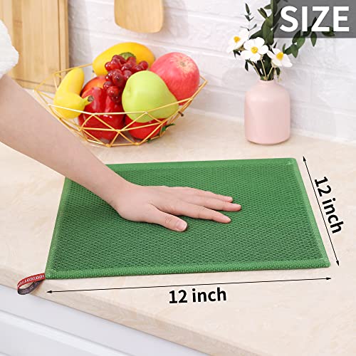 Homaxy 100% Cotton Waffle Weave Kitchen Dish Cloths, 9-Pack, Grass Green | Ultra Soft Absorbent Dish Towels, Quick Drying Dish Rags with Hanging Loop, 12 x 12 Inches - color: Grass Green, size: 12 x 12 - 9 Pack