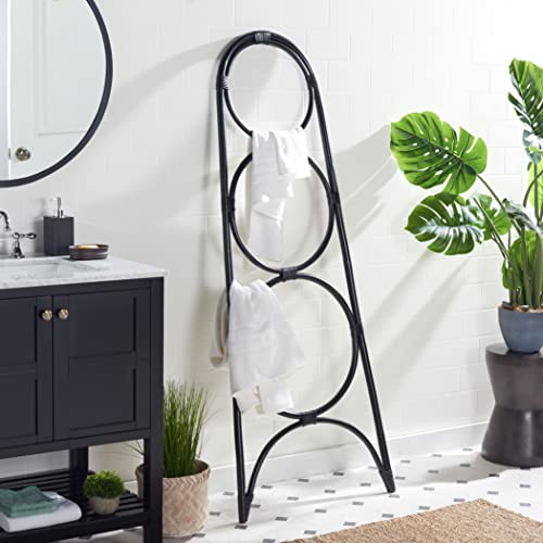 SAFAVIEH Home Collection Kino Black Solid Wood 3-Tier Leaning Towel Hanger (Fully Assembled) - color: Black