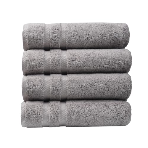 SOFE H&L | Olea Luxury Cotton Turkish Bath Towels Set of 4 Cool Gray | Premium, Soft, Durable, Absorbent | Hotel Quality Plush Towels and Thick Towel Sets - color: Cool Gray, size: Set of 4 (4 Bath Towels)