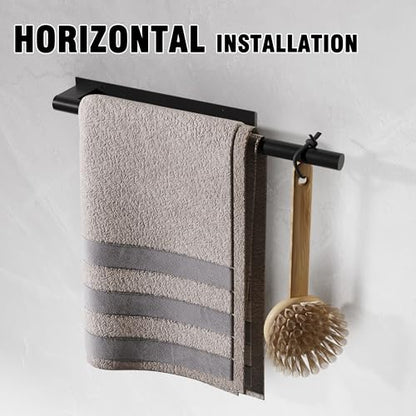 Hand Towel Holder, Adhesive or Drill Wall Mount, Matte Black | 15 Inch Hand Towel Bar, 304 Stainless Steel, Rustproof, Stick on Towel Racks for Bathroom, Kitchen, RV - color: Matte Black