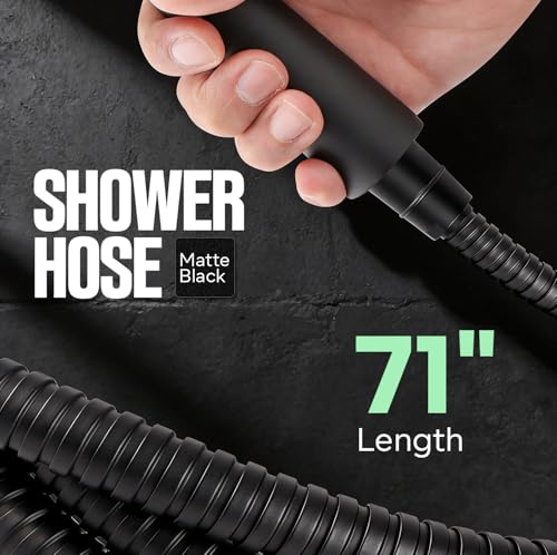 SUPPLYGIANT Shower Hose 71 inch Stainless Steel Shower Head Hose with 1/2 Inch Threaded Connector, Matte Black Plated Finish - color: Matte Black
