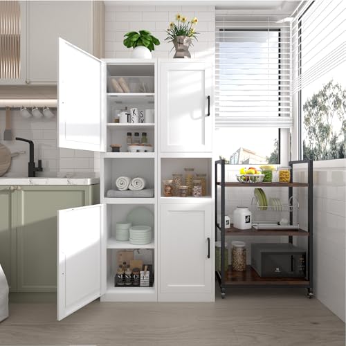 67" Metal Bathroom Storage Cabinet, White | Tall Narrow Design, 2 Doors & 6 Shelves, Slim Skinny Cabinet, Multi-Room Use - color: White