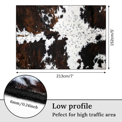 Western Area Rug 5x7 ft for Living Room Large Cow Print Non Slip Washable Rugs Ultra-Soft Low Pile Indoor Floor Mat Carpet for Bedrooms Playroom Office Kitchen - size: 5' x 7' (Rectangular)