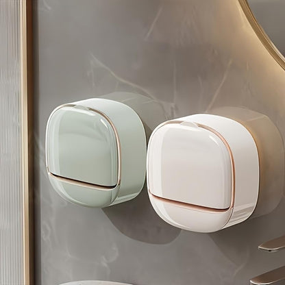 1PC Wall Mounted Soap Dish Punch Free Water Draining Sponge Holder Space Saving Adhesive Storage Rack for Bathroom Shower Sin, White - color: White