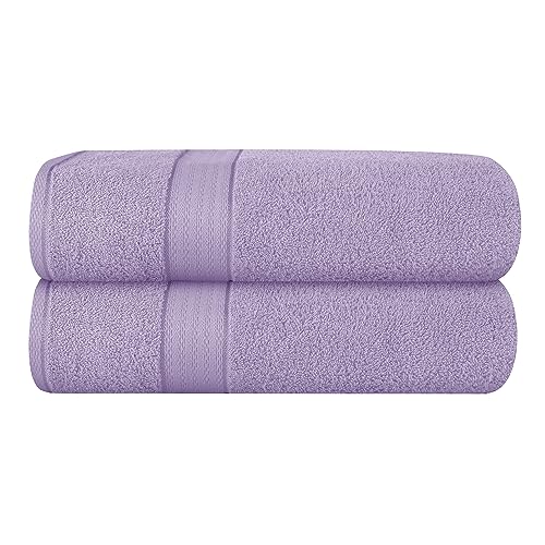 GLAMBURG 700 GSM Premium Cotton 2-Pack Oversized Extra Large Bath Sheet Set - 100% Combed Cotton - 2 Bath Sheets 35x70 - Luxury Hotel & Spa Quality - Durable Ultra Soft Highly Absorbent - Purple - color: Purple, size: 2 Pack 700 GSM Bathsheet