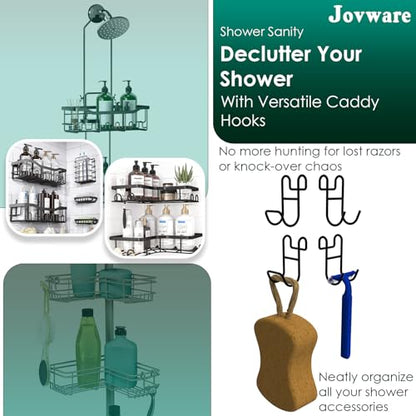 Shower Caddy Hooks, Razor Hanger for Shelf and Loofah (Black - 2 Closed 2 Open) - color: Black - 2 Closed 2 Open