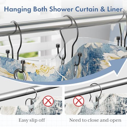 Bathway Shower Curtain Hooks Black Shower Curtain Rings, Simple Double Hook Shower Curtain Hooks Rust Proof, Smooth Sturdy Metal Shower Hooks for Shower Curtain Rod, 12Pcs Shower Rod Hooks - color: Black, style: Minimalist Shower Hooks with Cylinders