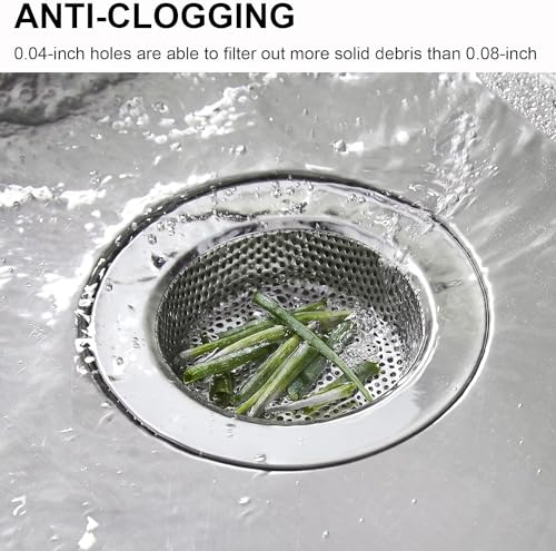 Kitchen Sink Strainer Stainless Steel, LASSHSWA Kitchen Sink Drain Strainer, Sink Strainers for Kitchen Sinks with Large Wide Rim 4.5" Diameter (2 Pack) - style: 2 PACK