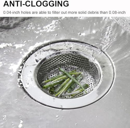 Kitchen Sink Strainer Stainless Steel, LASSHSWA Kitchen Sink Drain Strainer, Sink Strainers for Kitchen Sinks with Large Wide Rim 4.5" Diameter (2 Pack) - style: 2 PACK