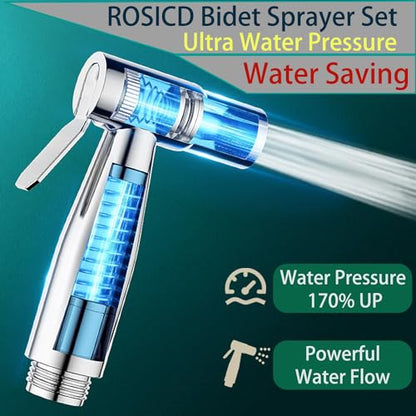 Handheld Bidet Sprayer Attachment Set G1/2 Toilet Bidet with 2M Hose - color: Silver