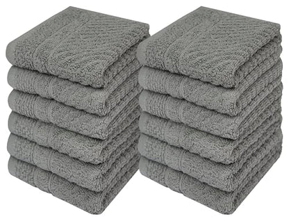 PH Pleasant Home Diagonal Wash Cloths Set - 12 Pack (12” x 12”) – 509 GSM - 100% Ring Spun Cotton Wash Cloth - Super Soft and Highly Absorbent Face Towels (Dark Grey) - color: Dark Grey, style: Diagonal
