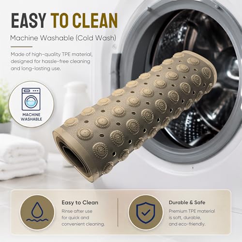 Bathtub Mat Non-Slip – 39" x 15.5" Extra Long Shower Mat with Suction Cups, BPA Free & Machine Washable, Textured Bath Mat for Tub, Ideal for Kids, Seniors & Pregnant Women, Clear Brown - color: Light Gray