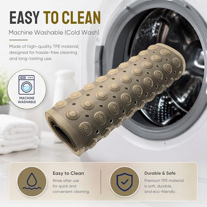 Bathtub Mat Non-Slip – 39" x 15.5" Extra Long Shower Mat with Suction Cups, BPA Free & Machine Washable, Textured Bath Mat for Tub, Ideal for Kids, Seniors & Pregnant Women, Clear Brown - color: Light Gray