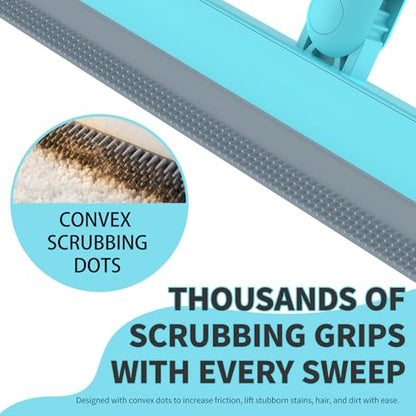Broom with Dustpan Combo Set, Silicone Broom,Long Handle Broom with Upright Standing Dustpan, Squeegee - Broom for Indoor Cleaning 2+1,for Indoor Outdoor,Smooth Floors, Rugs
