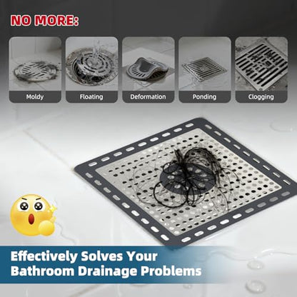 Hibbent Upgraded Shower Drain Hair Catcher, Shower Cover for Bathroom Floor 6" Drain, Anti-Clogging Bathtub Strainer, Stainless Steel Kitchen Sink Strainer with Handle, Dark Grey - color: 6' Dark Grey