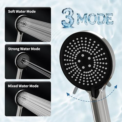 RFOUO 11 Inch Wide Rain Shower Head with Handheld,Chrome | High Pressure Rainfall, Dual Shower Head Combo with Adjustable Arm, 3-Mode Detachable Handheld Spray,with 59 Inch Hose - color: Chrome