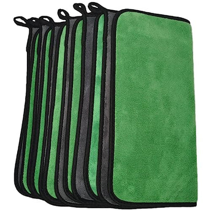 SOFTBATFY Ultrasoft, Large, Thick and Quick Drying Car Microfiber Cleaning Towel 800GSM Polishing Waxing Auto Detailing Towel Cloth (6pack,16 x 16inches) (Grey- Green) - color: 6pack,16 X 16inches Grey- Green