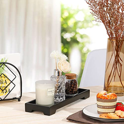 Luxspire Marble Tray for Soap Dispenser Perfume Jewelry, S, Marble Black | 11 x 4 inch, non-slip waterproof resin, easy wipe clean, fits bath kitchen vanity, holds jewelry toiletries soap - color: C - Black, style: Small