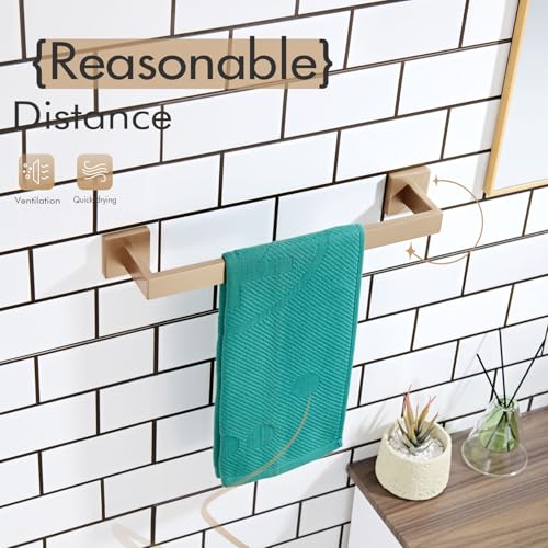 KOKOSIRI 16-Inch Towel Bar for Bathroom Wall Kitchen Towels Holder Wall Mount SUS304 Stainless Steel Towel Rack, Champagne Bronze B4003CPG-L16 - color: Champagne Bronze, size: 16-Inch