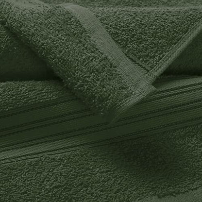 BOUTIQUO 6 Pack Cotton Towel Set, Contains 2 Bath Towels 28x55 inch, 2 Hand Towels 16x24 inch & 2 Wash Coths 12x12 inch, Ideal Everyday use, Ultra Soft Compact & Lightweight - Olive Green - color: Olive Green, size: 6 Pack Set