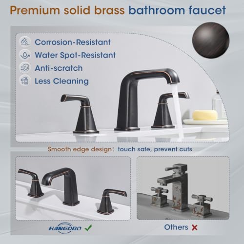 Widespread Bathroom Sink Faucet, Oil-Rubbed Bronze Bathroom Faucet 3 Hole，Brass Vanity Faucet with Pop Up Drain and 2 Supply Lines - color: B-Oil-Rubbed Bronze