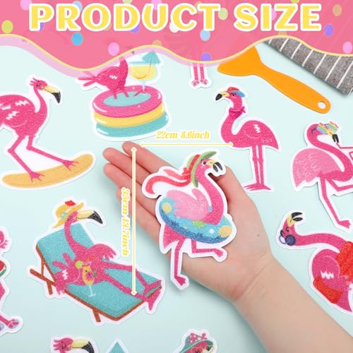 Yaomiao 24 Pcs Flamingo Non Slip Bathtub Stickers with Scraper | Shiny, Sparkle, Glitter, Peva, 4.53inch, Easy Apply, No Residue, for Bathroom, Shower Stairs Floor, Safety, Cute, Grip - style: Flamingo