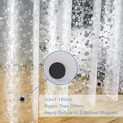 UFRIDAY Clear Shower Curtain 48 x 72 inches,3D Cobblestone Stall Shower Curtain Liner for Bathroom Water Repellent EVA Plastic Shower Liners with 2 Big Heavy Magnets - color: Cobblestone Clear, size: 48"W x 72"L (Pack of 1)