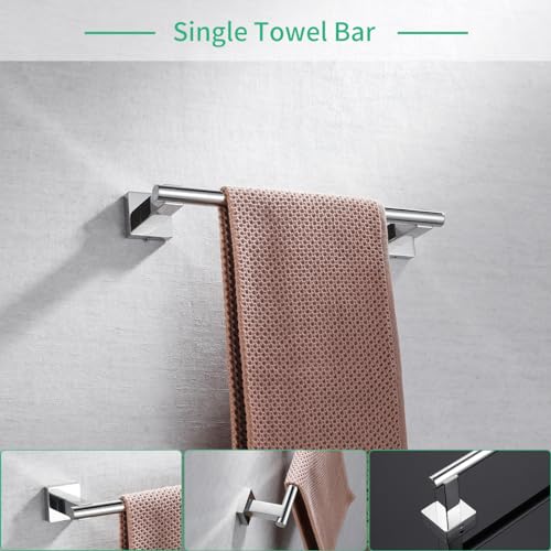 Miyili 4-Pieces Polished Stainless Steel Bathroom Hardware Set Wall Mounted - Includes Double Towel Bar, Hand Towel Rack, Toilet Paper Holder, Robe Hook, BS02C4 - color: Polished Steel