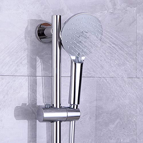 Shower Slide Bar with three Function Massaging Hand Shower Head Adjustable SUS 304 Stainless Steel Polished D500011C - color: Chrome