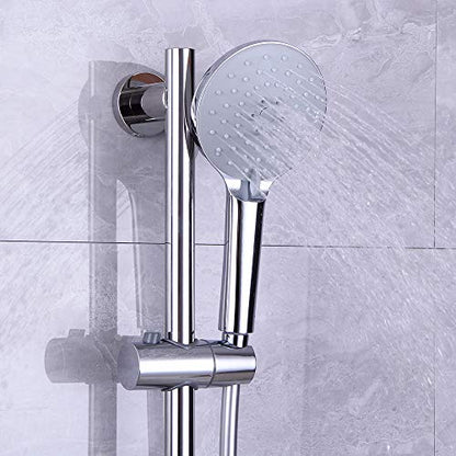 Shower Slide Bar with three Function Massaging Hand Shower Head Adjustable SUS 304 Stainless Steel Polished D500011C - color: Chrome