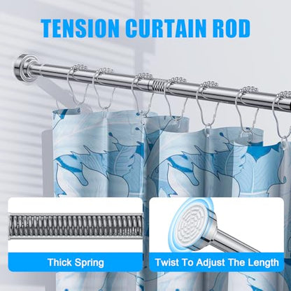 TEECK 2 Pack Shower Curtain Rod, 32-68 inch Adjustable Spring Tension Curtain Rod, Never Rust Anti-Slip Shower Curtain Rod for Bathroom, No Drilling, Never Collapse, Easy to Use, Silver - color: Silver, size: 32-68 Inches|2 pcs