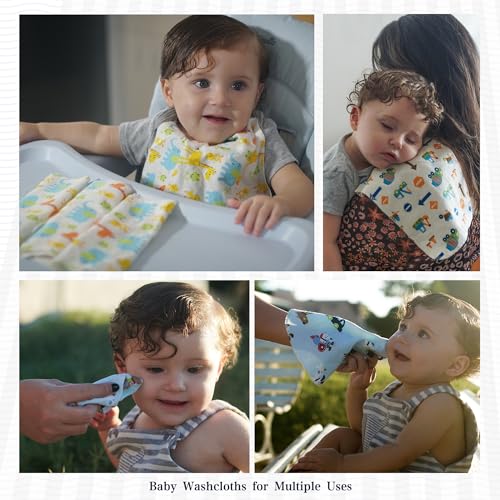 Receiving Blanket for Baby – 4 Pack – 30 inch x 30 inch – 100% Flannel Cotton - Mixed Patterned Designs – Includes Infant Washcloth 30 Pack - color: Mixed Patterned