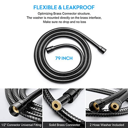 Blissland Shower Hose Extra Long 79 Inches Handheld Shower Head Hose with Brass Insert and Nut - Durable and Flexible(Matte Black) - style: 79''Matte Black