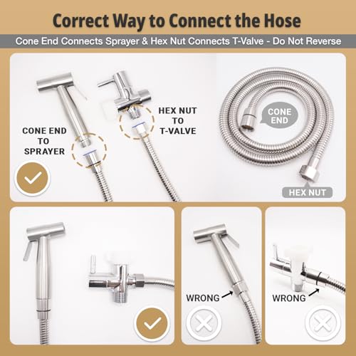 Handheld Bidet Sprayer for Toilet – Adjustable Water Pressure | Stainless Steel Jet Spray Kit with Bidet Hose - Feminine Wash, Muslim Shower, Diaper Cleaning (Stainless Steel, 1 Set) - color: Stainless Steel, size: 1 Set