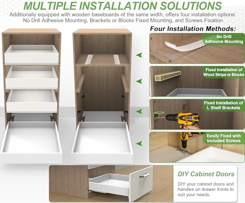 MyLifeUNIT Wood Pull Out Drawer for Cabinet Pre-Assembled, 18" W x 21" D | Soft Close, Full Extension Pull-Out Cabinet Organizer Shelf, Slide Out Drawer for Kitchen Cabinet, Easy Bottom Installation - size: 18"W x 21"D x 4.3"H