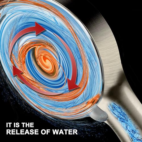YOO.MEE High Pressure Handheld Shower Head, Power Boost Resists Low Flow | Against Weak Pressure, Pulsating for Deep Rinsing, with 79 Inch Stainless Steel Hose, Rotatable Mount Arm, Brushed Nickel