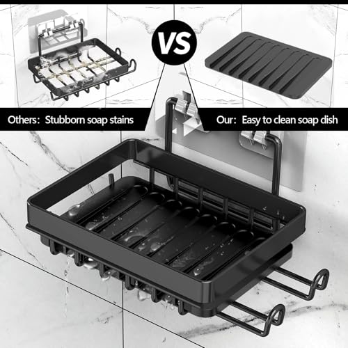 Shower Caddy Shelves Organizer, 3 Pack with Soap Holder, No Drilling Wall Mounted Self Adhesive Shelves, Matte Black - color: Matte Black