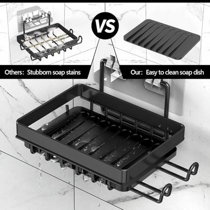 Shower Caddy Shelves Organizer, 3 Pack with Soap Holder, No Drilling Wall Mounted Self Adhesive Shelves, Matte Black - color: Matte Black