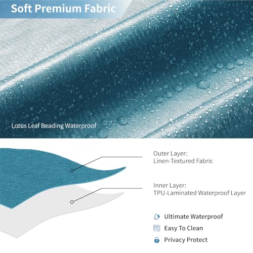2-in-1 Waterproof Fabric Shower Curtain,No Separate Liner Needed,Linen Textured,Effortless Cleaning & Washable Bathroom Shower Curtain Set with 12 Plastic Hooks,72"x72",Ocean Blue - color: Ocean Blue, size: 72"W x 72"L (Pack of 1)