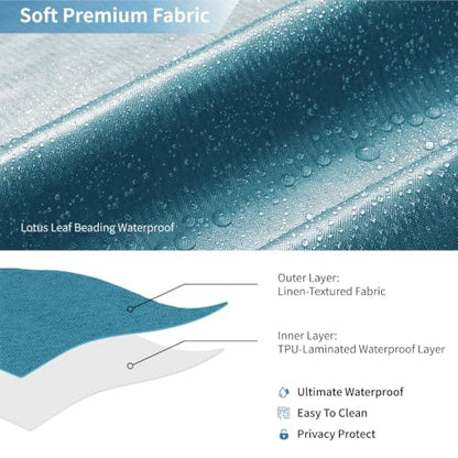 2-in-1 Waterproof Fabric Shower Curtain,No Separate Liner Needed,Linen Textured,Effortless Cleaning & Washable Bathroom Shower Curtain Set with 12 Plastic Hooks,72"x72",Ocean Blue - color: Ocean Blue, size: 72"W x 72"L (Pack of 1)