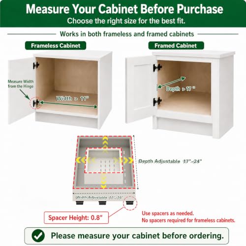 Fokyfok Pull out Cabinet Organizer,Expandable,No Drill,Heavy Duty,Kitchen | 11"-16"Wx17"-24"D,3 Rails,Pull out Drawers,Cabinet Drawers Slide out,Roll out Shelves,Pantry,Bathroom,Adhesive,Adjustable,1PC - size: 11"-16"W X 17"-24"D