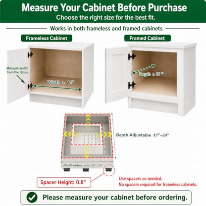 Fokyfok Pull out Cabinet Organizer,Expandable,No Drill,Heavy Duty,Kitchen | 11"-16"Wx17"-24"D,3 Rails,Pull out Drawers,Cabinet Drawers Slide out,Roll out Shelves,Pantry,Bathroom,Adhesive,Adjustable,1PC - size: 11"-16"W X 17"-24"D