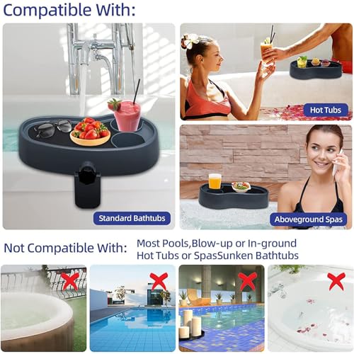 Hot Tub Tray Table with Adjustable Drink Holders, Spa Cup Holder, Durable Portable Accessory