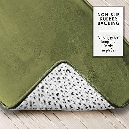 Clara Clark 3 Piece Bathroom Rugs Bath Mat Set, Velvet Memory Foam Bath Mats for Bathroom - Non-Slip, PVC Backing Bath Rugs, Washable - Dries Quickly, Green - color: Sage Green