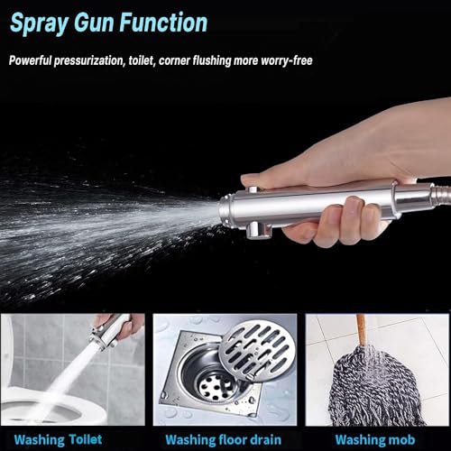 High Pressure Shower Head with ON/Off Pause Switch Button, 5 Mode Handheld Shower Head with Hose and Adjustable Bracket, Chrome, Easy to Wash Hair, Kid Bath, Pet Bath